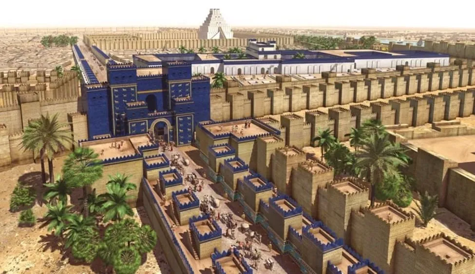 Glazed tiles of the Ishtar Gate in ancient Mesopotamia
